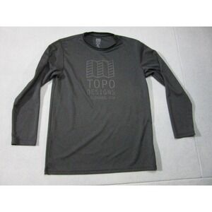 Topo Designs Shirt Mens XL Black Outdoor Base Layer Spellout Long Sleeve Wicking